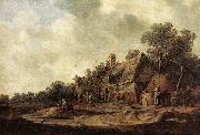 Jan van Goyen Peasant Huts with Sweep Well painting